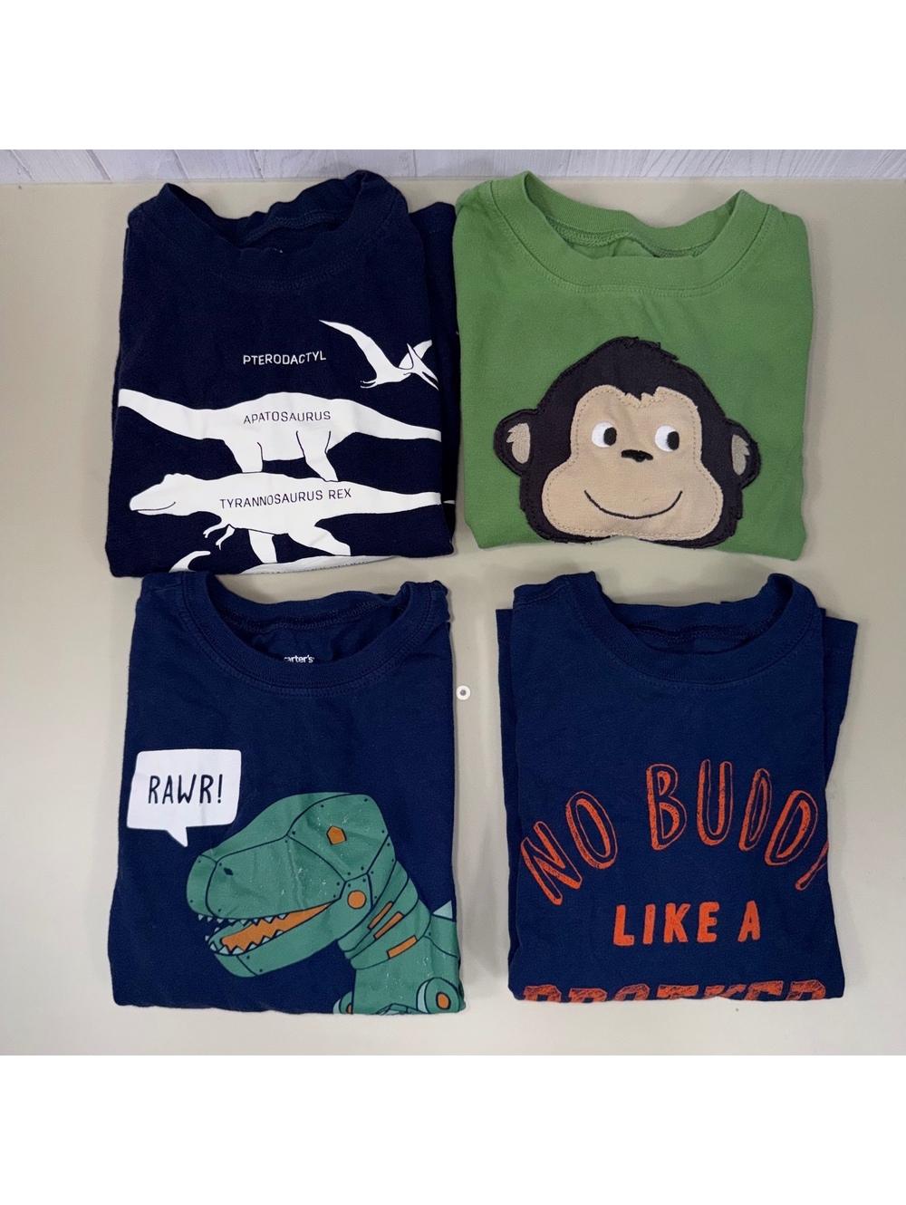 Carter’s Boys 4T Dinosaur Monkey Long Sleeve Shirt Lot